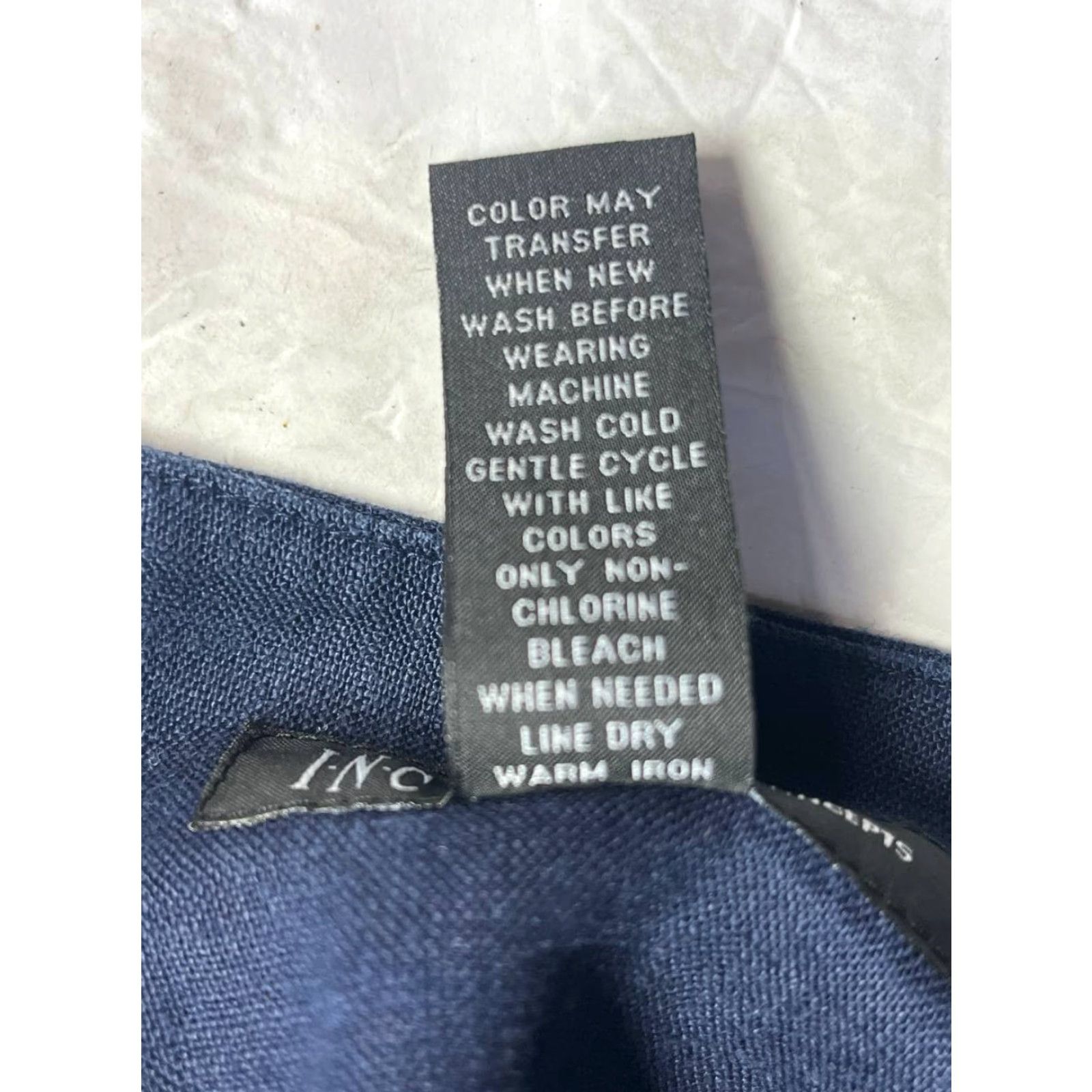 Vintage INC International Concepts Skirt Women Knee Length Linen Navy Blue 100% Linen A-Line 90s Boho Size 2 Size 26" / US 2 / IT 38 - 7 Thumbnail