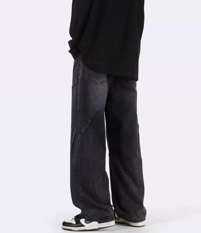 Japanese Brand Men's retro loose straight patchwork jeans Size US 32 / EU 48 - 4 Thumbnail