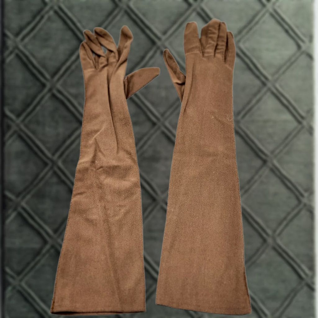 Vintage VINTAGE Brown Opera Gloves Womens One Size Stretch Formal Size ONE SIZE - 1 Thumbnail