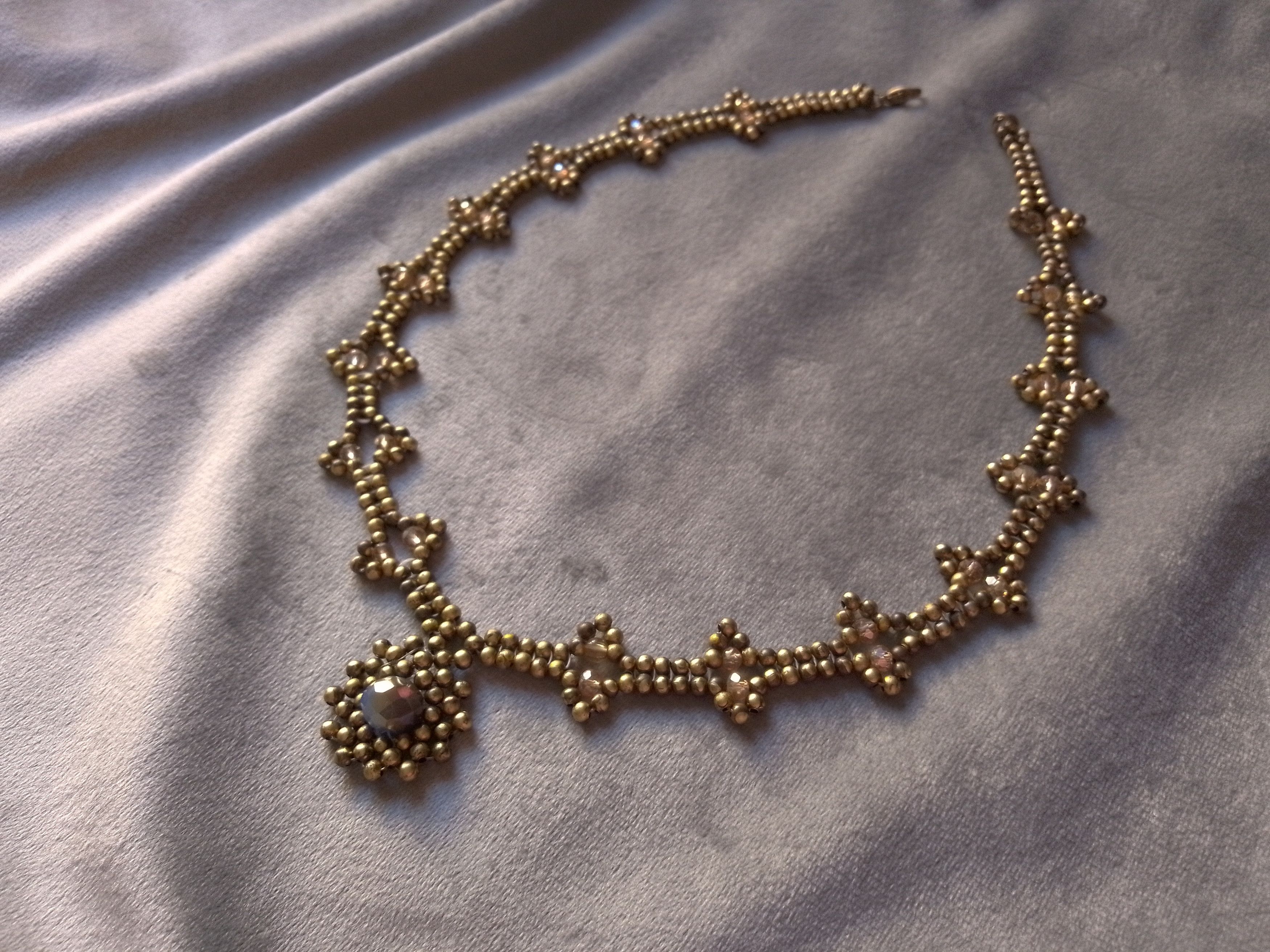 Handmade Necklace Vintage Brass Blue Crystal Pendant Elegant Pattern Size ONE SIZE - 9 Thumbnail