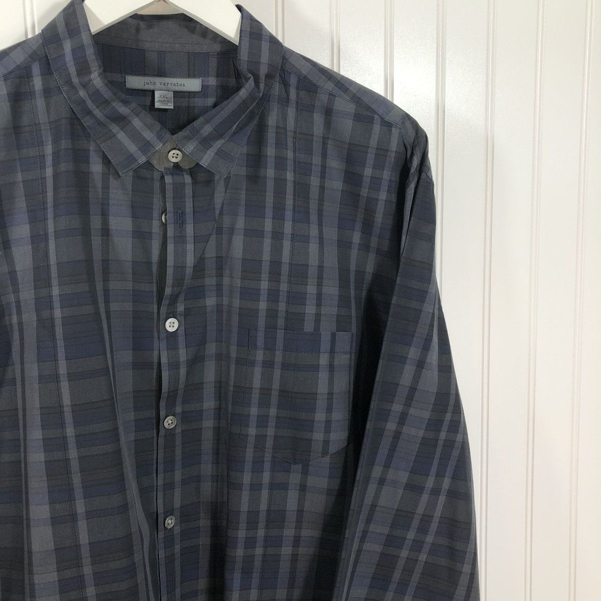 John Varvatos John Varvatos Plaid Slim Dress Shirt Grey XXL Size US XXL / EU 58 / 5 - 5 Thumbnail
