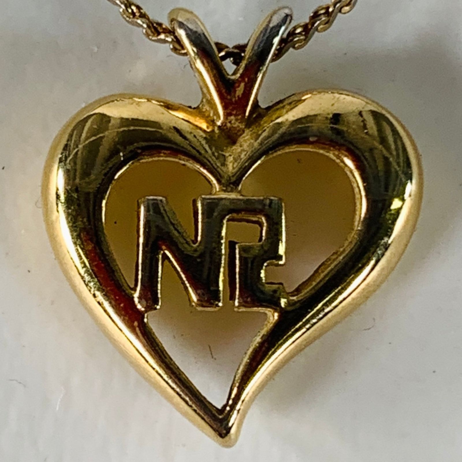 Nina Ricci NINA RICCI Gold Metal Heart Monogram Pendant Necklace Size ONE SIZE - 3 Thumbnail