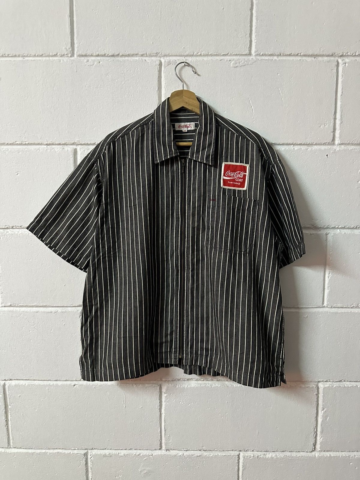 Coca Cola 1990 - Coca-Cola Coke Short Sleeve Zipper Worker Shirt Size US XL / EU 56 / 4 - 2 Thumbnail