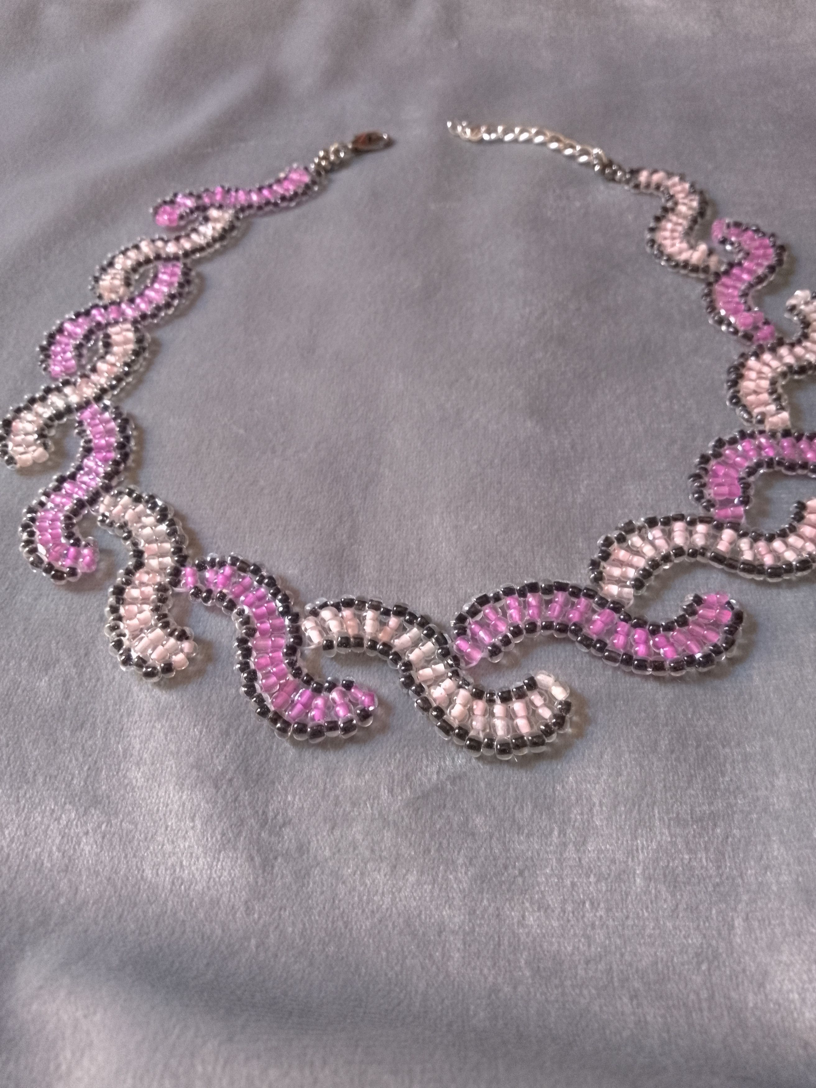 Handmade Necklace braided choker lilac pink super glamour Size ONE SIZE - 4 Thumbnail
