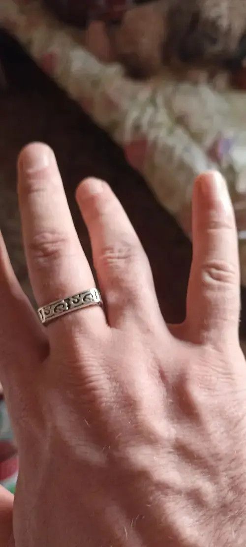 Other Vintage Auspicious Clouds Square Design Men Finger Ring Size ONE SIZE - 1 Thumbnail
