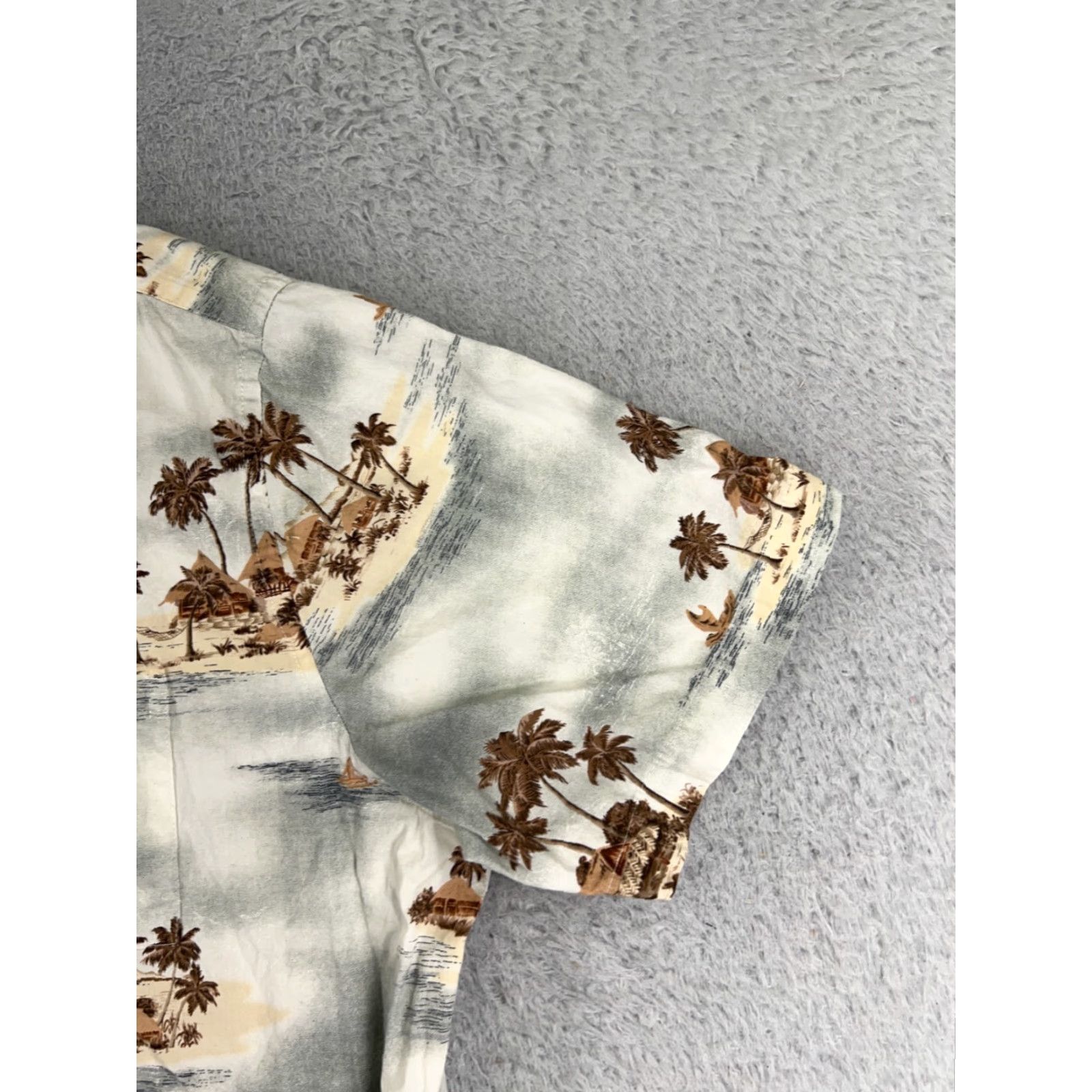 Vintage VINTAGE Campia Shirt Men 2XL Gray Brown Hut Beach Palm Hawaiian Cotton Button Up Size US XXL / EU 58 / 5 - 2 Thumbnail