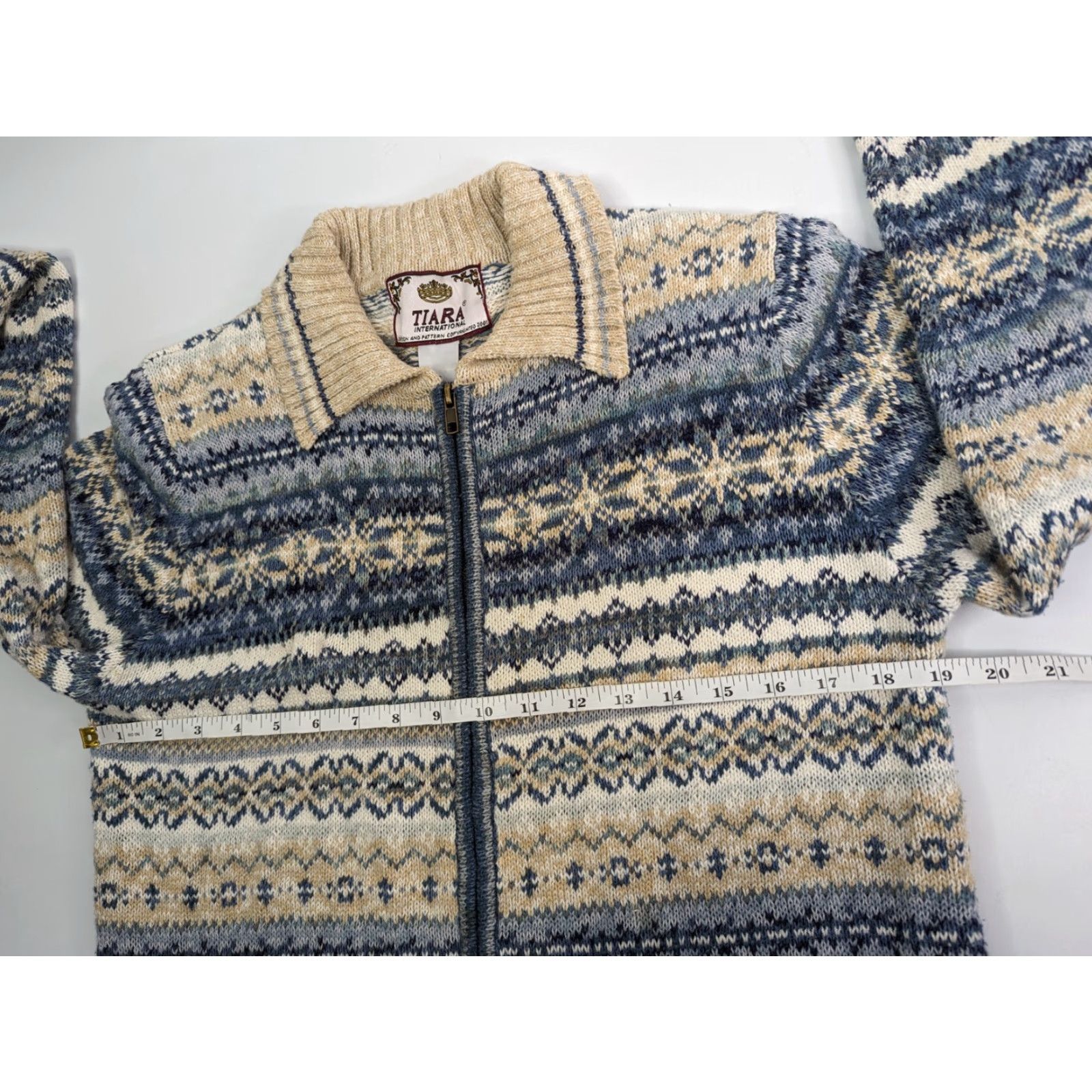 Vintage VTG Tiara International Full Zip Cardigan Sweater Jacket Fair Isle Size Small Size S / US 4 / IT 40 - 7 Thumbnail