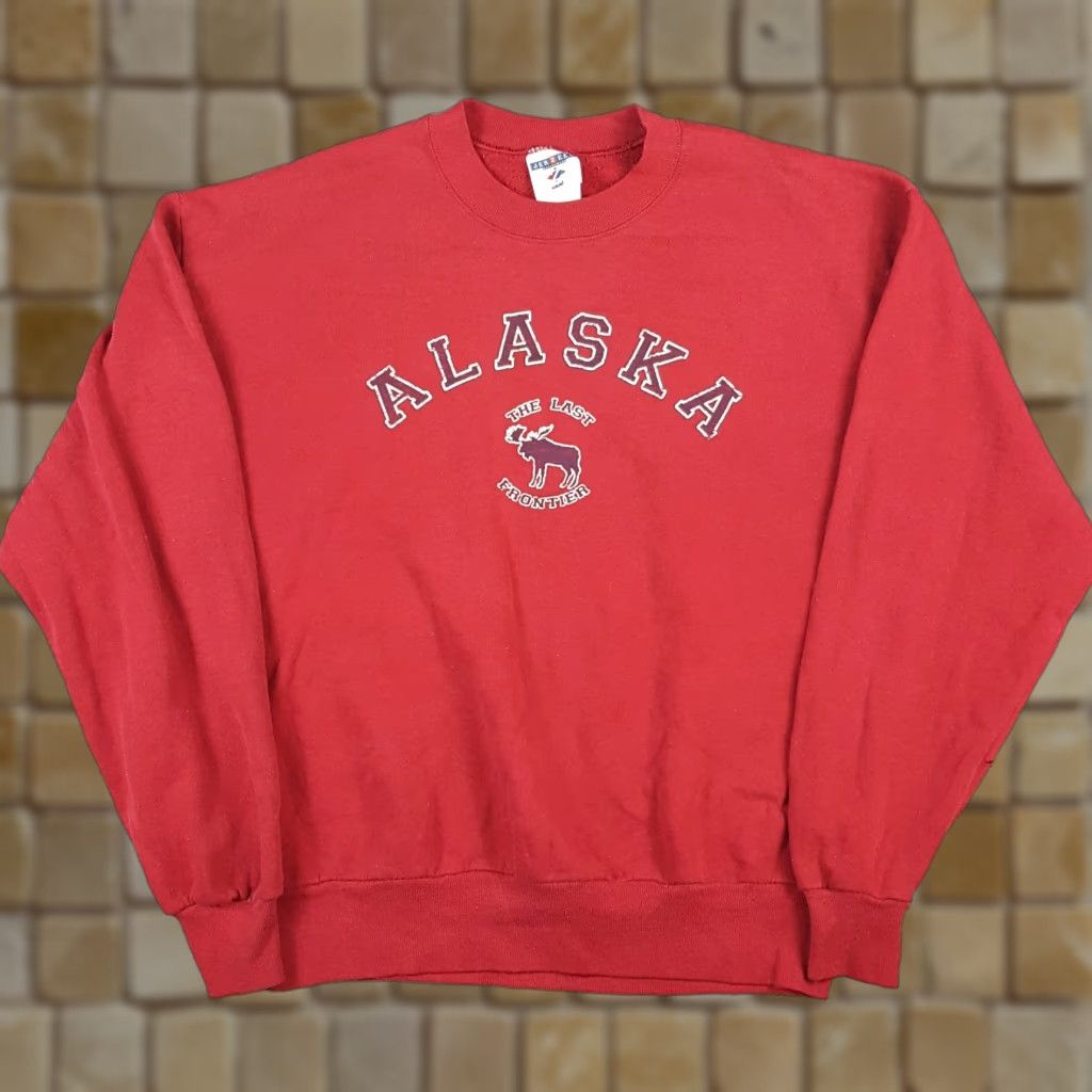 Jerzees VINTAGE Alaska State Fleece Pullover Sweatshirt Men's L Red Nike? Size US L / EU 52-54 / 3 - 1 Thumbnail