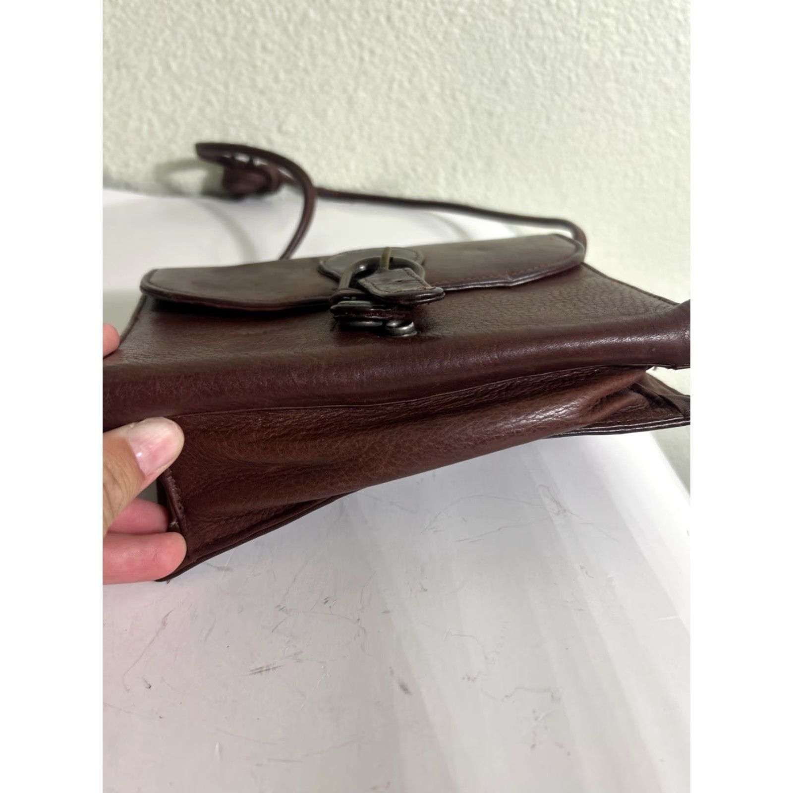 Vintage VINTAGE Boulder Ridge Glove Tanned cowhide Small Purse Shoulder Bag Brown Women Small Leather Shoulder Bag 7x6x1 Size ONE SIZE - 6 Thumbnail