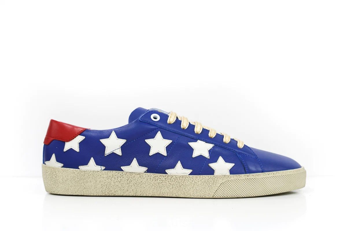 image of Saint Laurent Paris Saint Laurent Blue And White Stars Court Sneakers 41, Men's (Size 8)