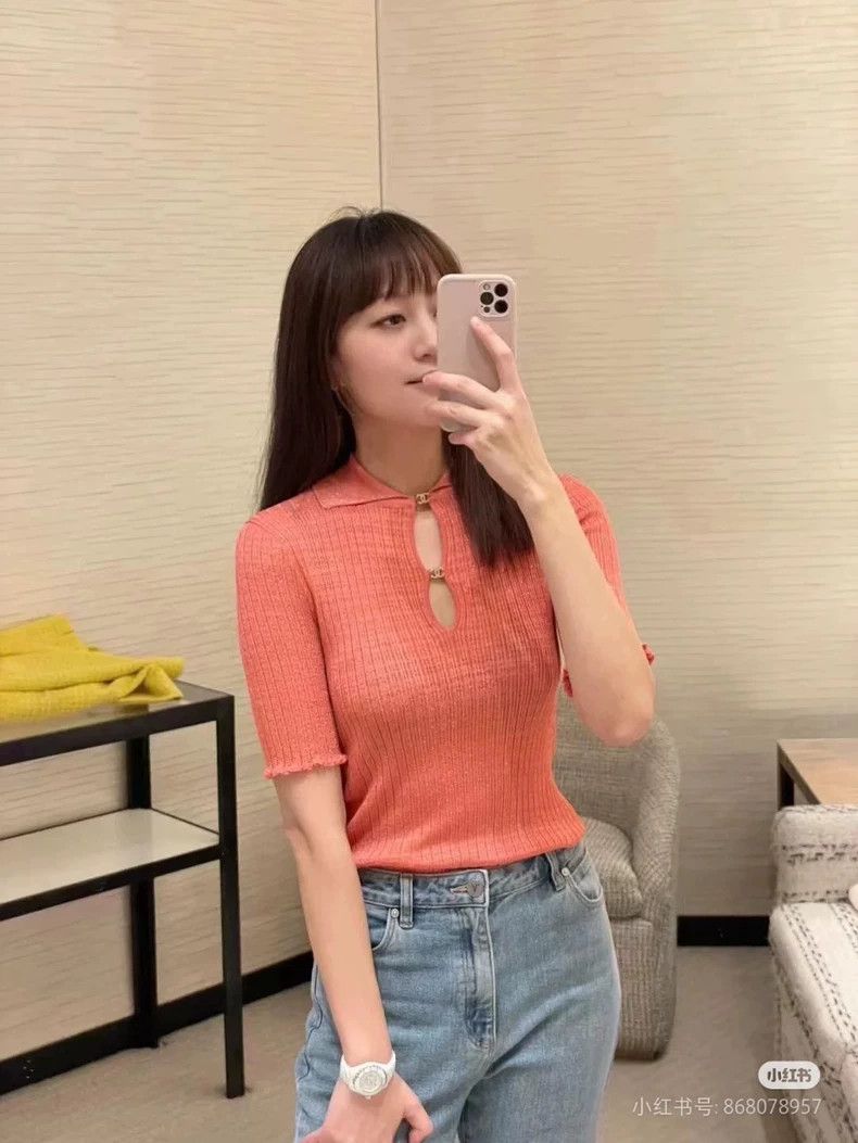 Chanel Chanel 22P orange diamond buckle knitted short sleeves Size XS / US 0-2 / IT 36-38 - 9 Thumbnail