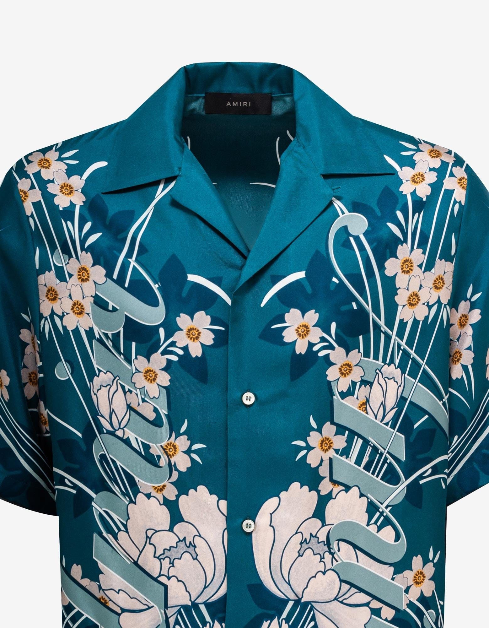 Amiri Amiri Blue Floral Bowling Shirt Size US S / EU 44-46 / 1 - 3 Thumbnail