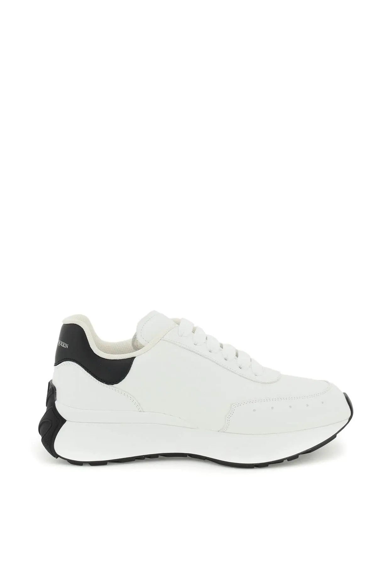 image of Alexander Mcqueen O1S22I1N1223 Sprint Runner Sneakers In White Black, Men's (Size 7)