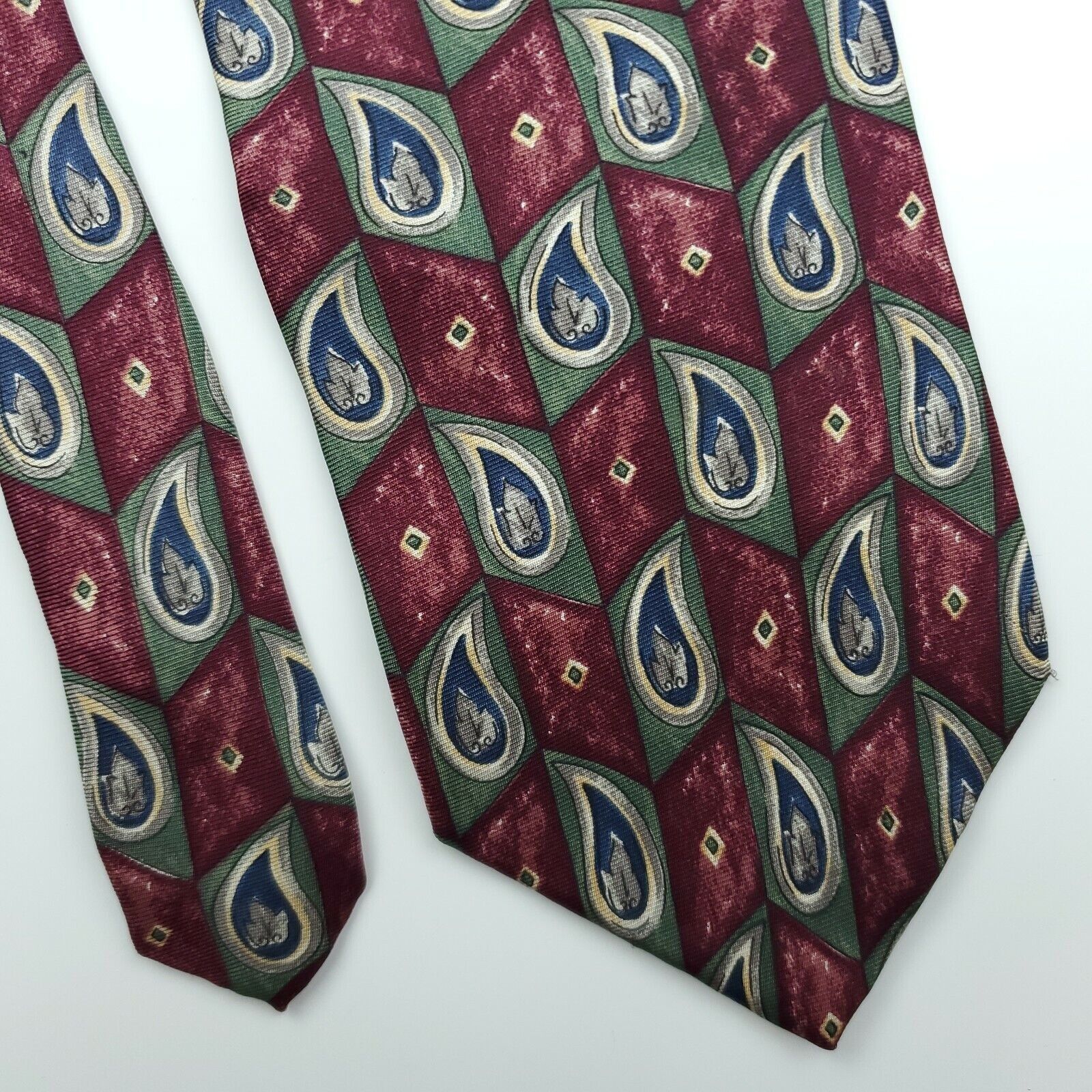 Bill Blass Bill Blass Red Geometric Paisley Silk Tie Classic Size ONE SIZE - 1 Thumbnail