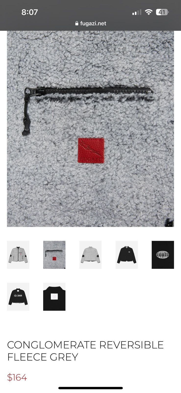 Fugazi 🔥FUGAZI🔥Conglomerate Reversible Fleece Grey Size US M / EU 48-50 / 2 - 5 Thumbnail