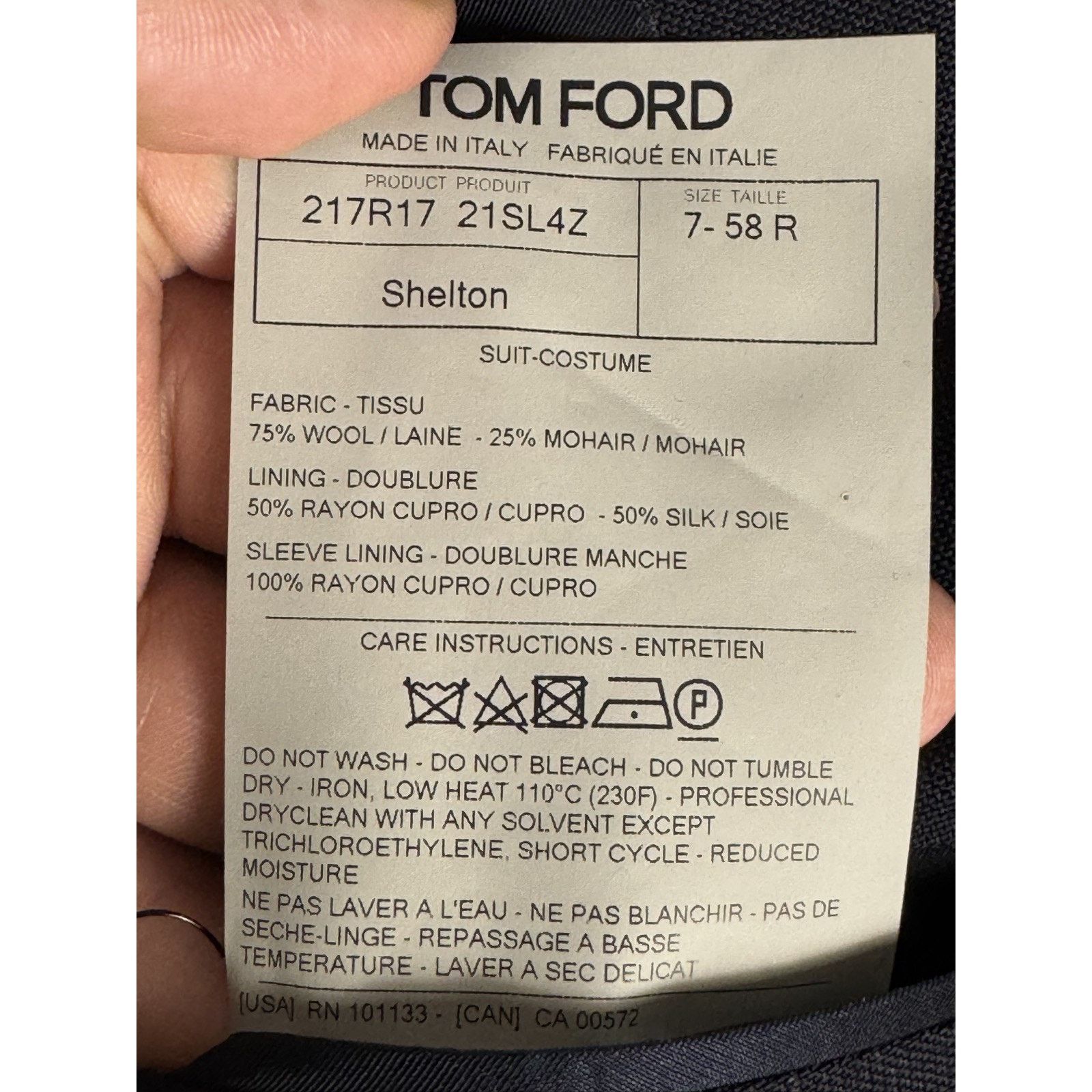 Tom Ford Tom Ford Navy Windowpane Suit 2 Pc Peak 48R 39x30 WoolMohair Size 48R - 6 Thumbnail