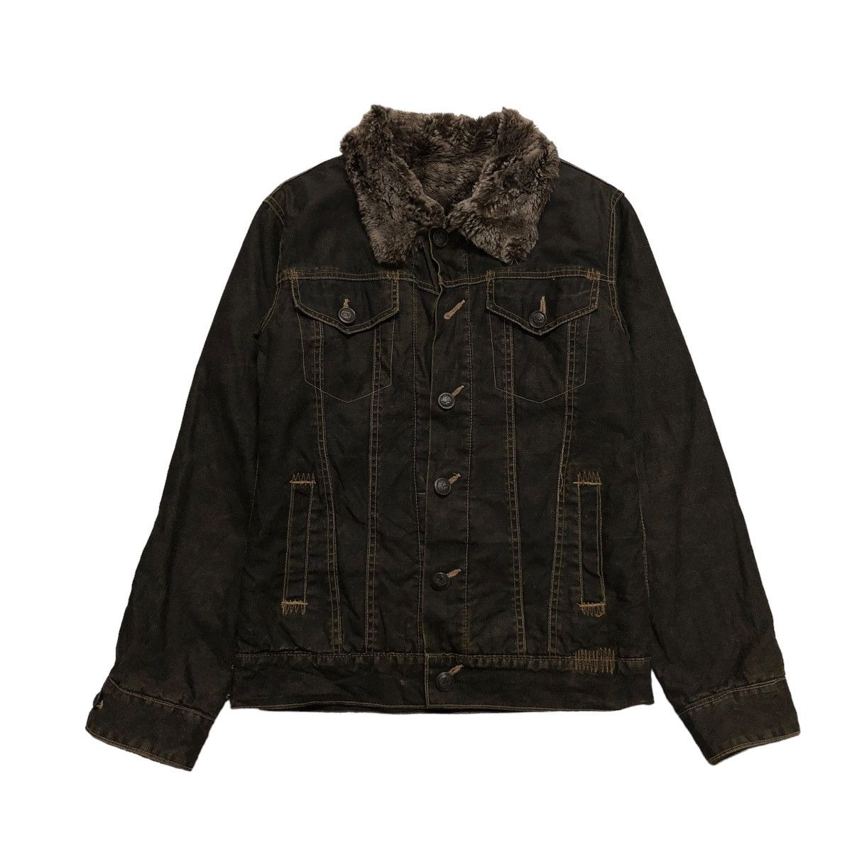 Japanese Brand 🔥VINTAGE BIKER JACKET TRUCKER MINK FUR LINING ISSEY MIYAKE Size US S / EU 44-46 / 1 - 1 Thumbnail