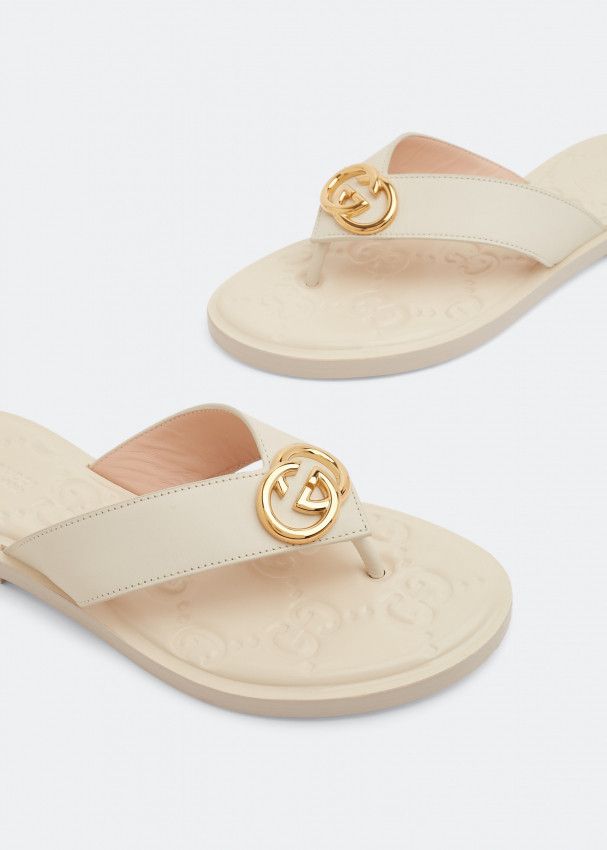 Gucci o1s1wg110125 Interlocking G Thong Sandals in White Size US 6 / IT 36 - 2 Thumbnail