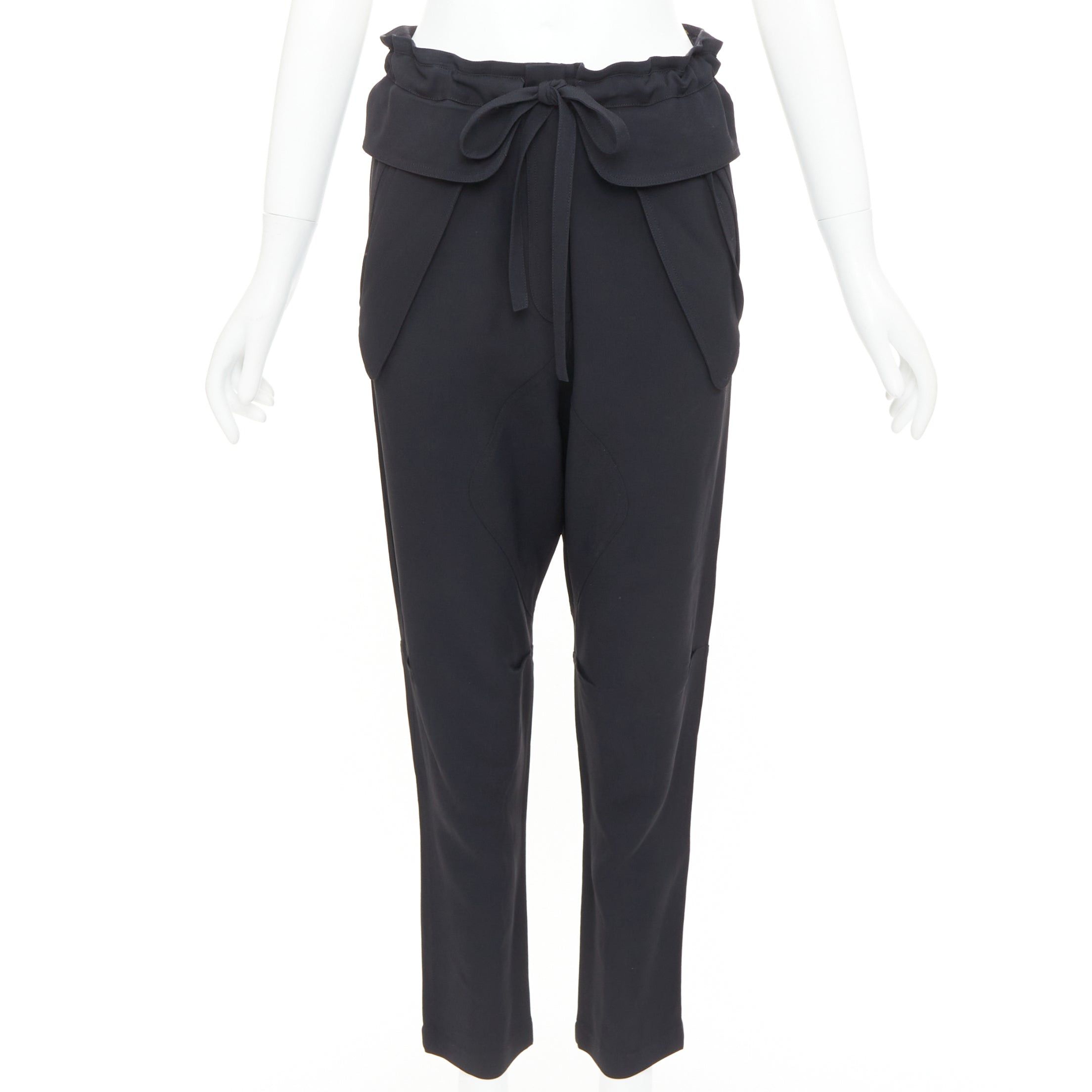 Chloe CHLOE black cady flap pocket bow front paperbag cropped harem trousers Size 26" / US 2 / IT 38 - 1 Thumbnail