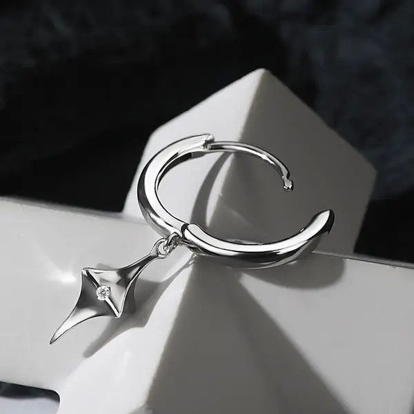 Other Star Dangle Drop Earrings for Men Women,Silver Hoop Earrings Size ONE SIZE - 2 Thumbnail