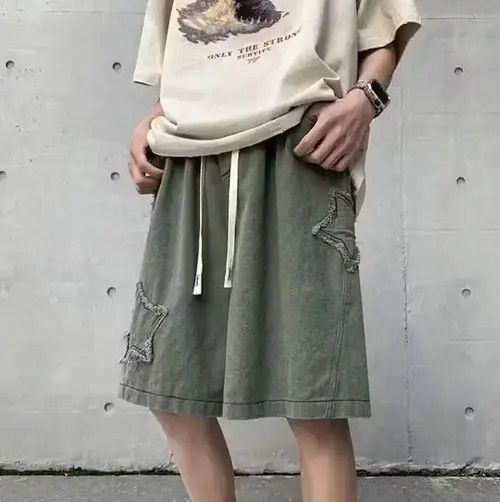 Japanese Brand × Jean Star Patchwork Streetwear Army Cargo Shorts y2k Size US 28 / EU 44 - 3 Thumbnail