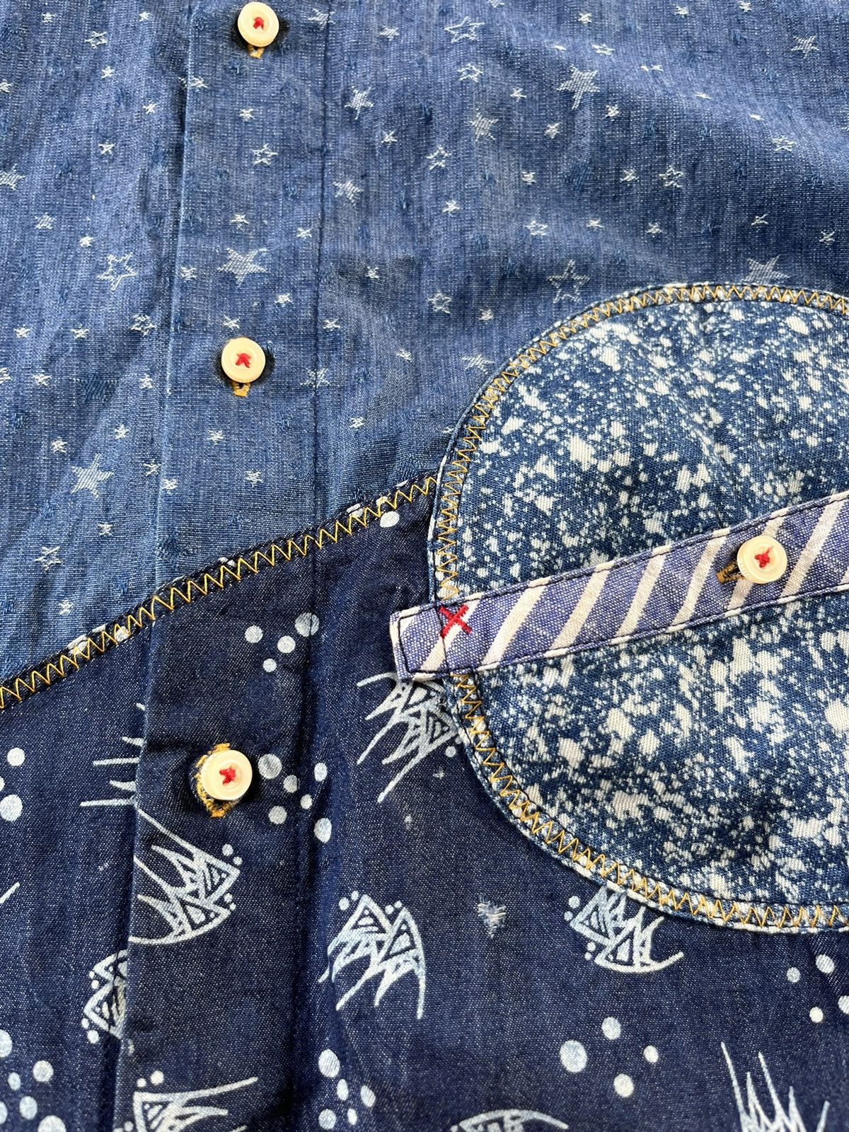 Japanese Brand × Vintage RARE Kawatani Kapital Patchwork Inspired Button Up Shirts Size US XXL / EU 58 / 5 - 11 Thumbnail