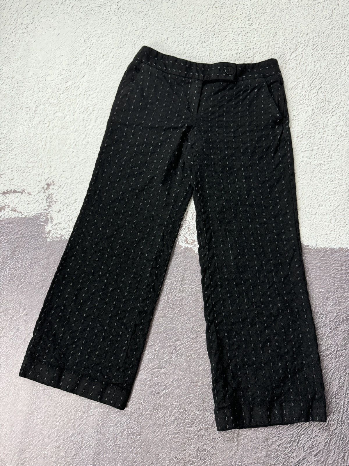 Armani Emporio Armani black wool striped wide bootcut pants Size 30" / US 8 / IT 44 - 1 Thumbnail
