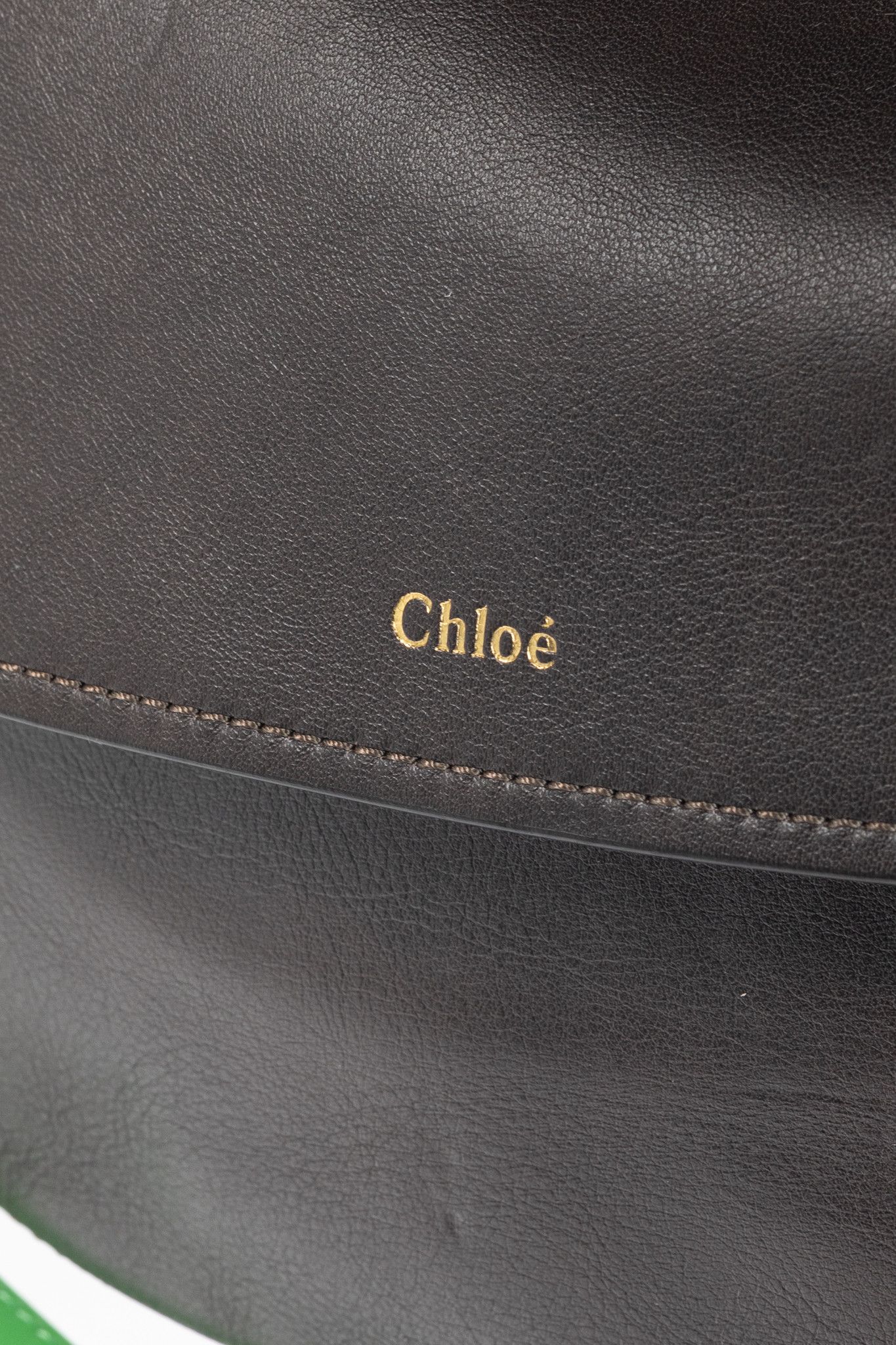 Chloe Chloe Kiss Off Brown Leather Green-Strap Shoulder Bag Size ONE SIZE - 9 Thumbnail