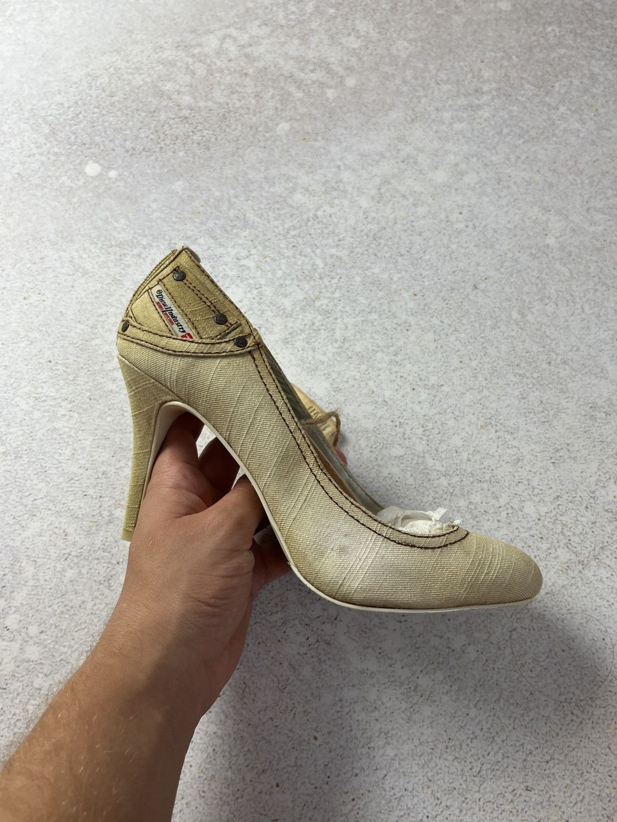 Diesel Vintage DIESEL Jeans Denim Heels Beige Rare 2000s Size US 8 / IT 38 - 4 Thumbnail