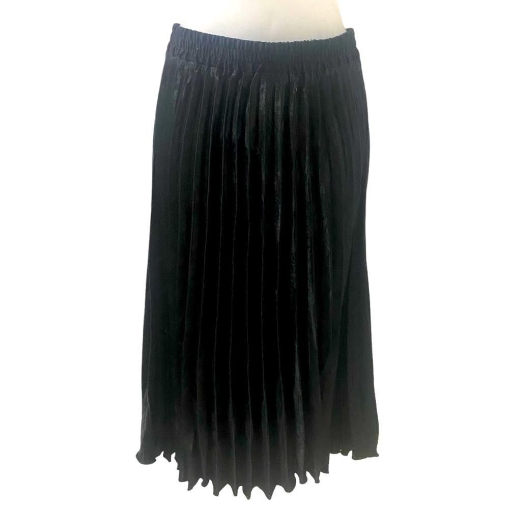 Designer Max Studio Pleated Black Midi Skirt Size XS Size 26" / US 2 / IT 38 - 1 Thumbnail