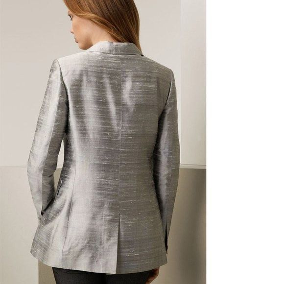 Rag & Bone Rag & Bone Silk Dupioni Peak-Lapel Boyfriend Silver Black Me Size M / US 6-8 / IT 42-44 - 14 Thumbnail