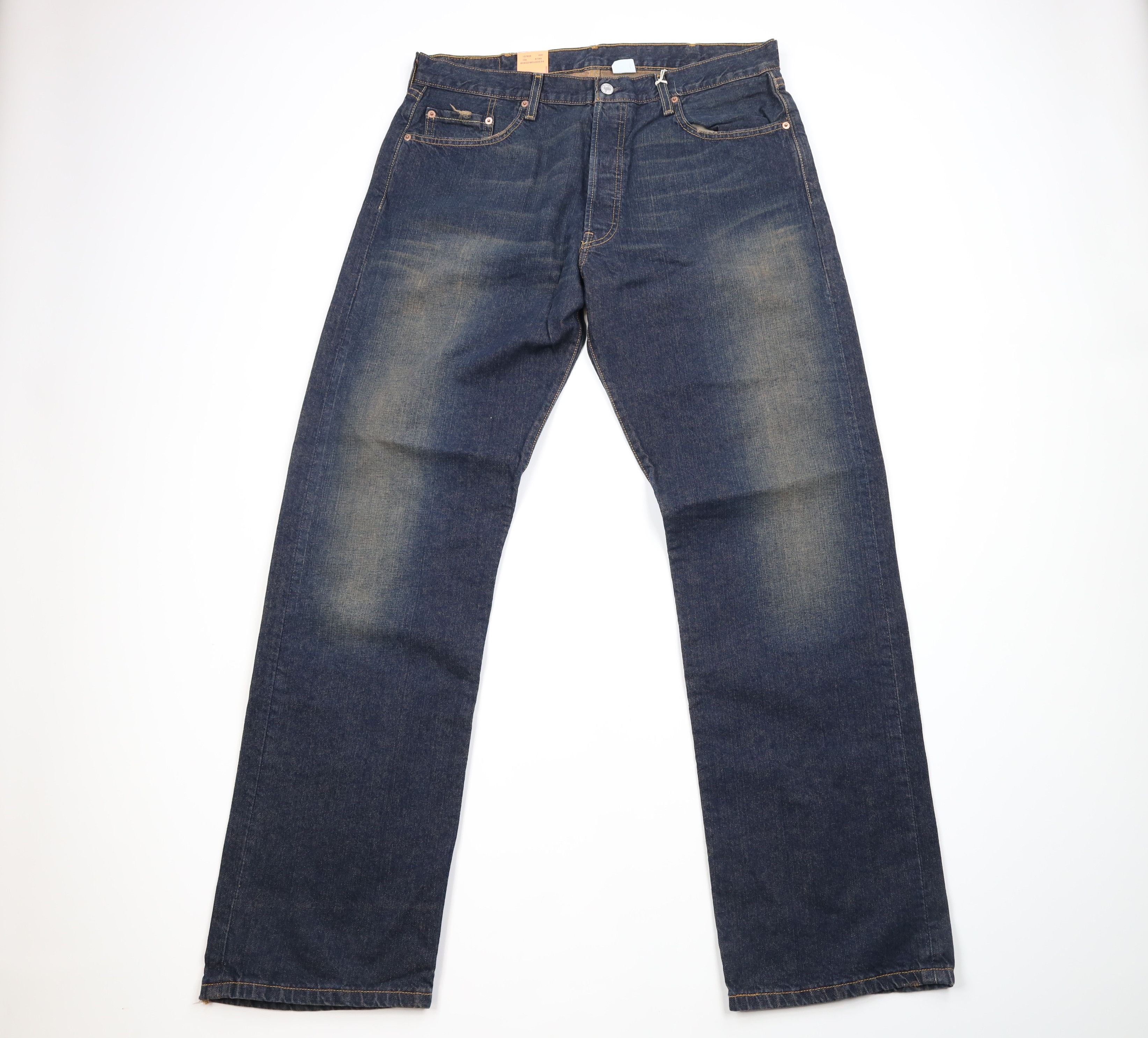 image of Deadstock Vintage Y2K 2002 Levis 501Xx Button Fly Jeans in Blue, Men's (Size 38)