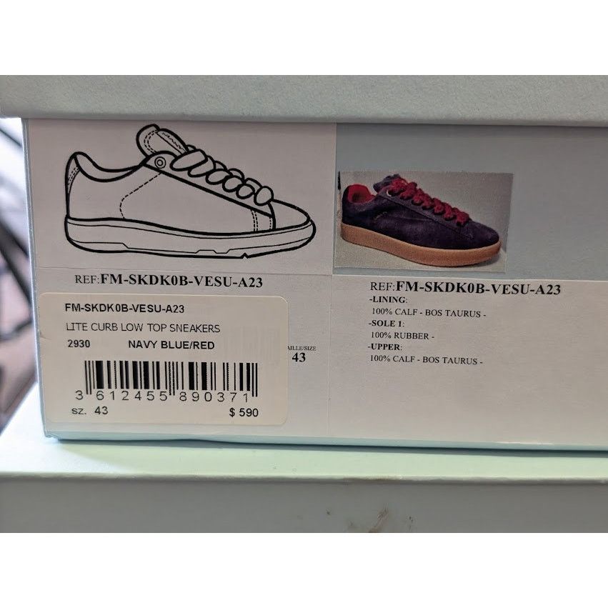 Lanvin o1rshd1 Lite Curb Low Top Sneakers in Navy Blue/Red Size US 10 / EU 43 - 13 Thumbnail