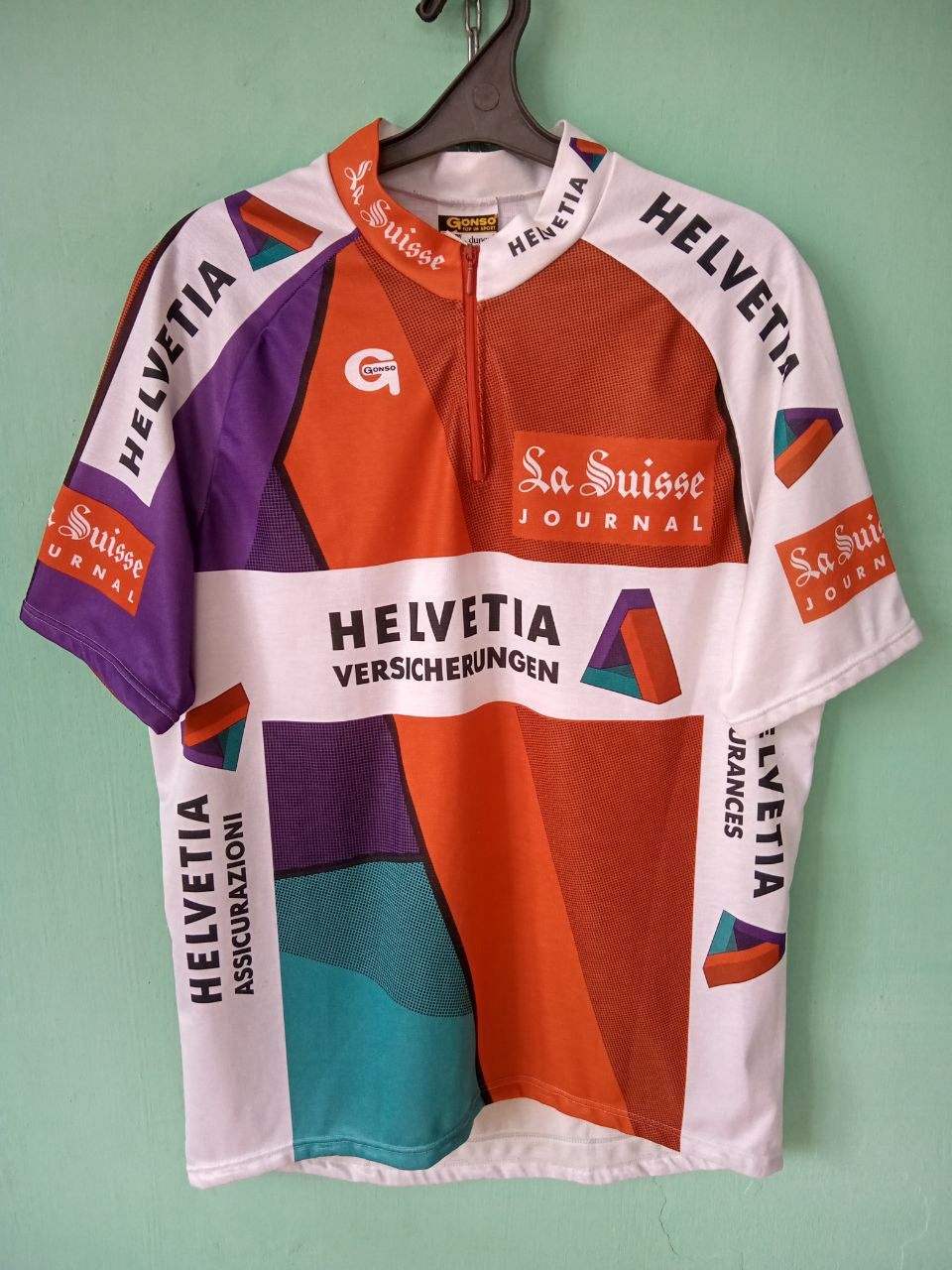 Other Helvetia La Suisse Vintage Cycling Jersey Bike Gonso Shirt Size US XL / EU 56 / 4 - 1 Thumbnail