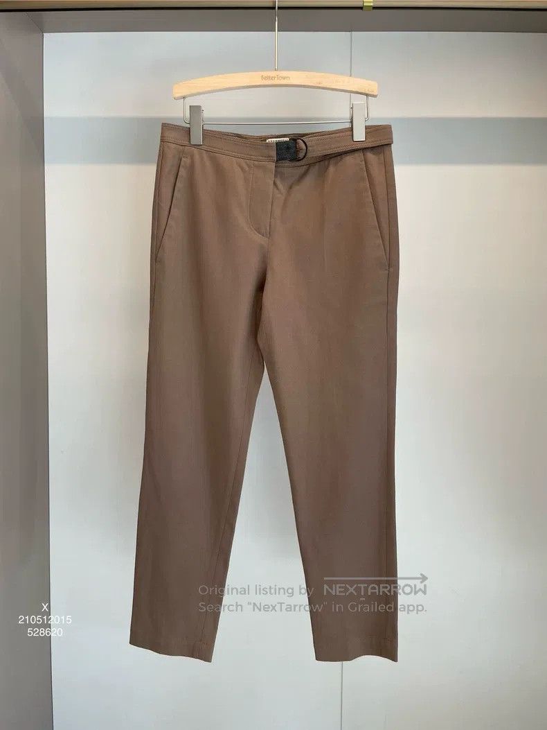Brunello Cucinelli Brunello Cucinelli Khaki Beaded Cotton Casual Trousers Size 26" / US 2 / IT 38 - 1 Thumbnail