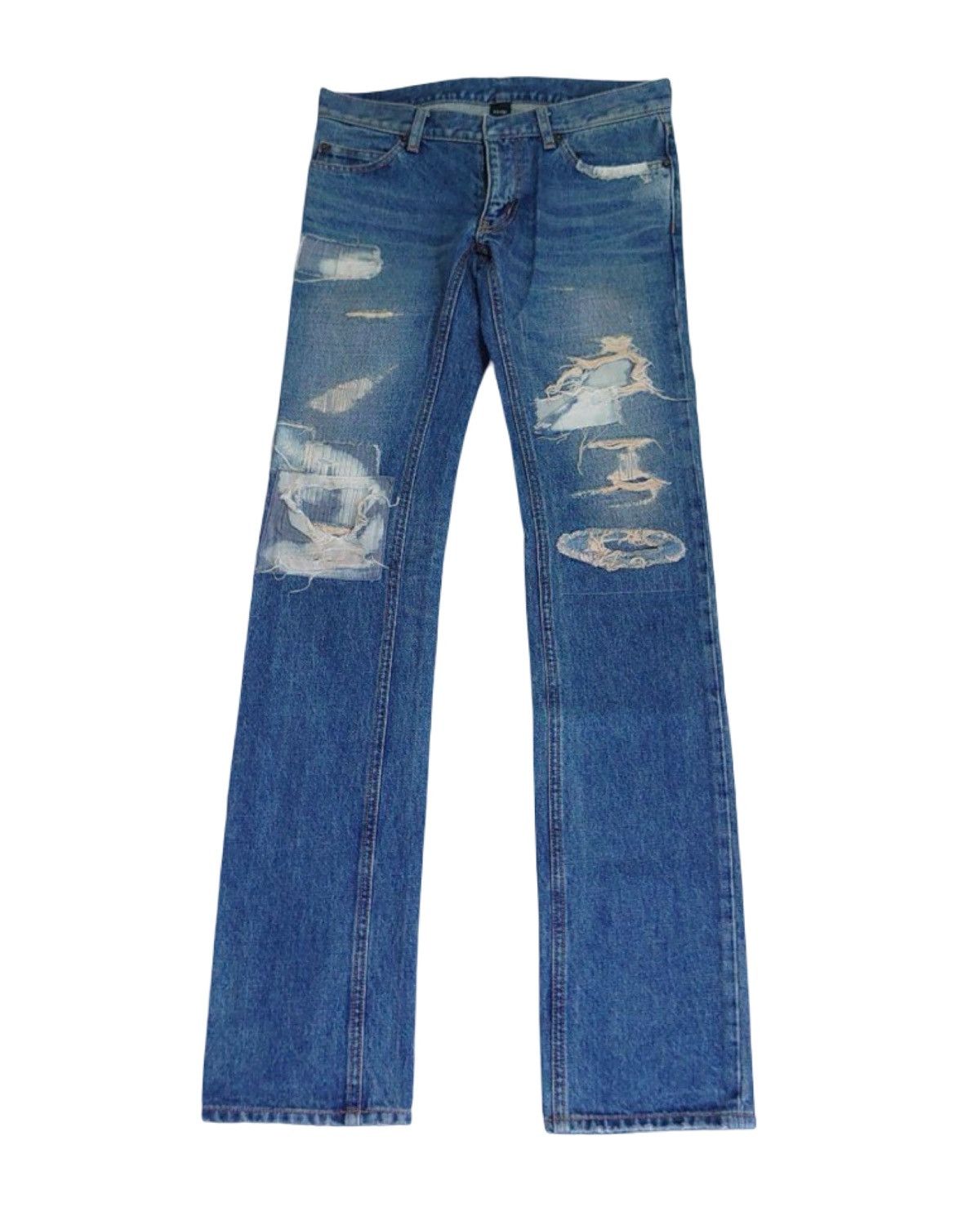 Pledge Patch Work Distressed Indigo Dyed Denim Jeans Size US 30 / EU 46 - 1 Thumbnail