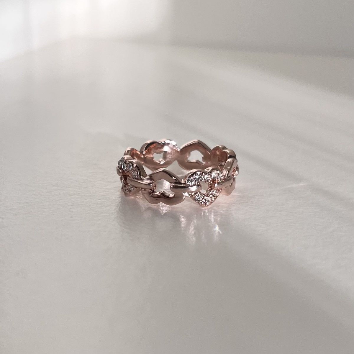 Other 18k Rose gold heart chain ring gold plated size 7 Size ONE SIZE - 2 Thumbnail