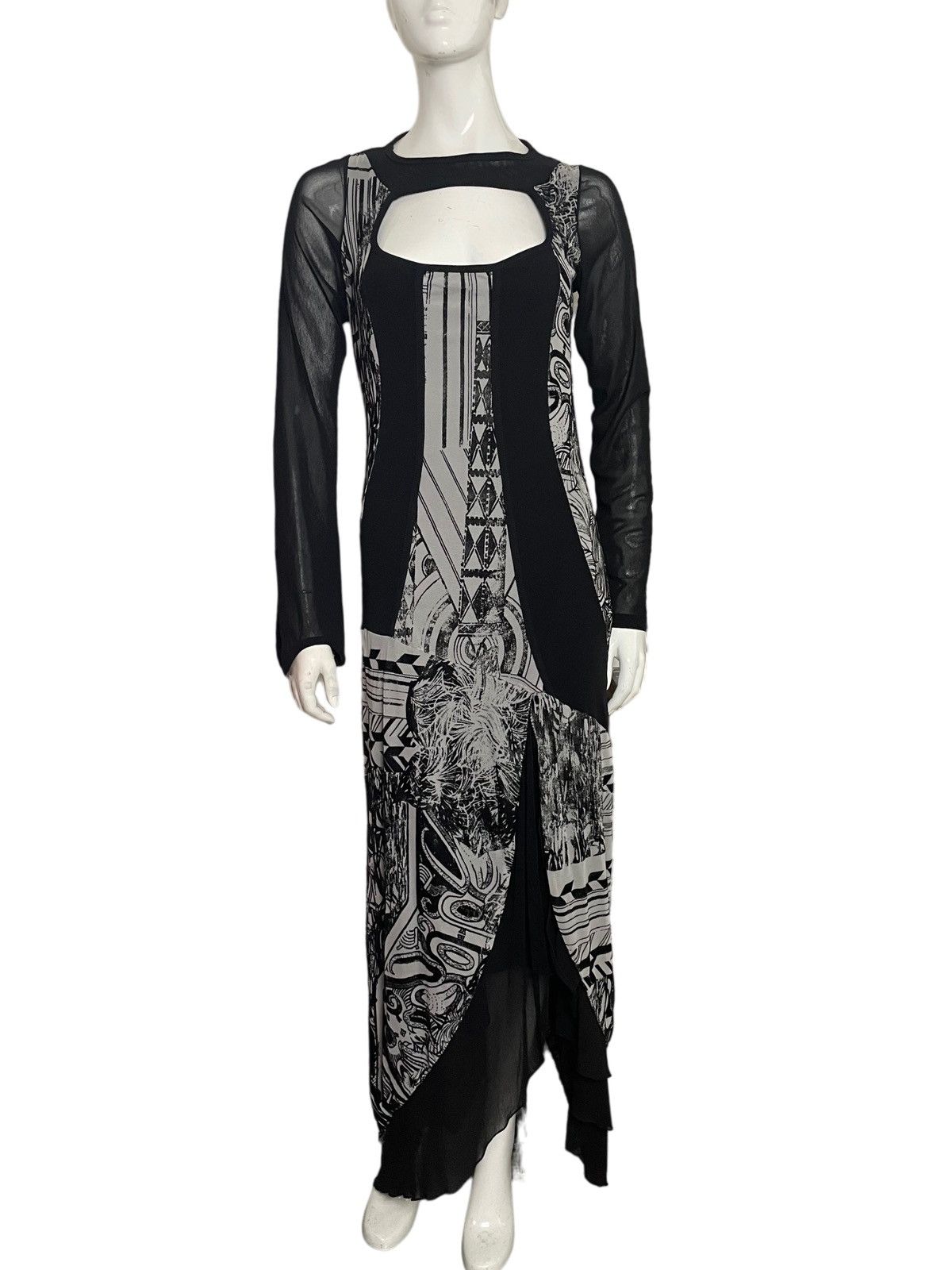 Image of Vintage Save The Queen Black White Maxi Dress, Women's (Size Small)