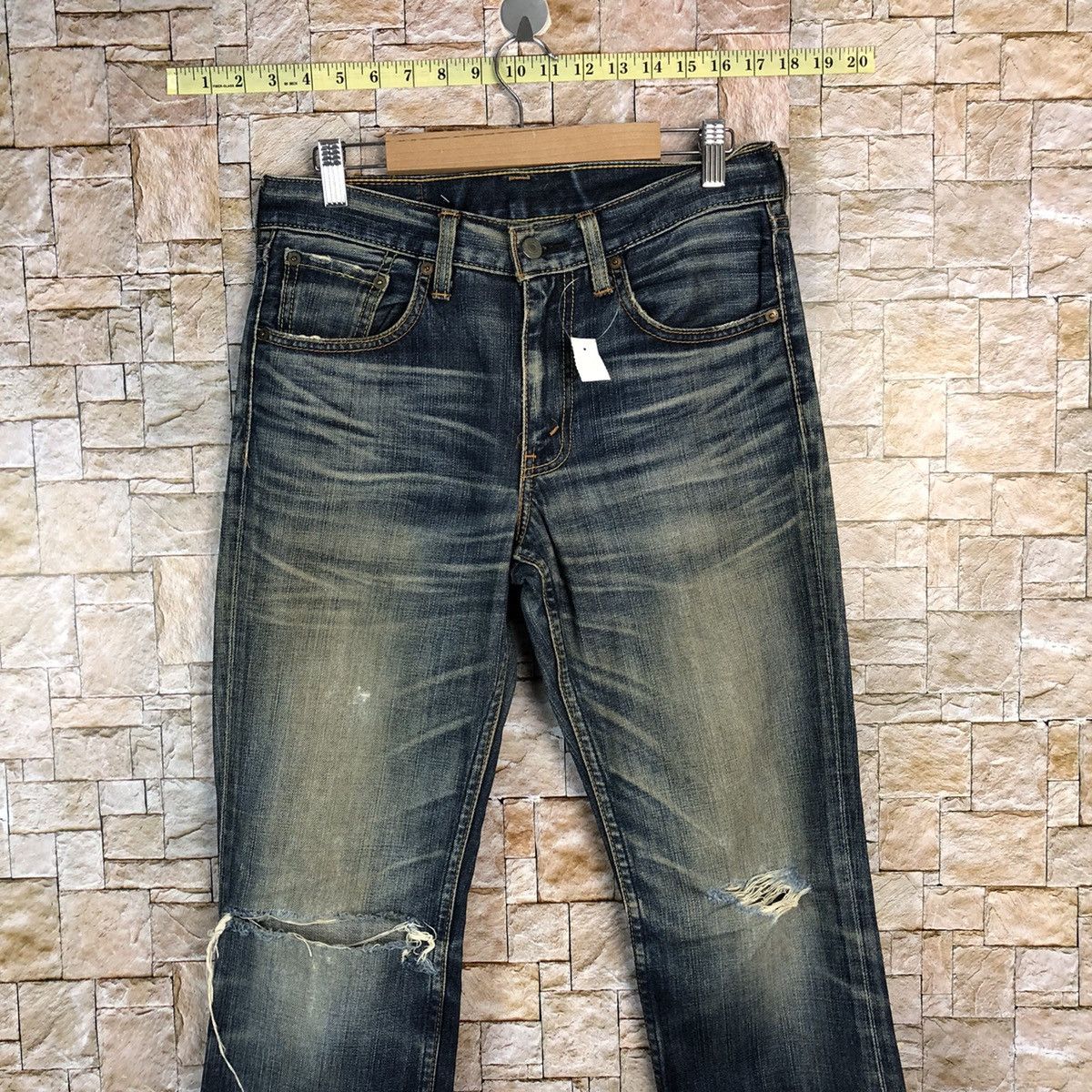 Levi's 707 Levis Blue vintage ripped Distressed Denim Pants #A588 Size US 29 - 2 Thumbnail