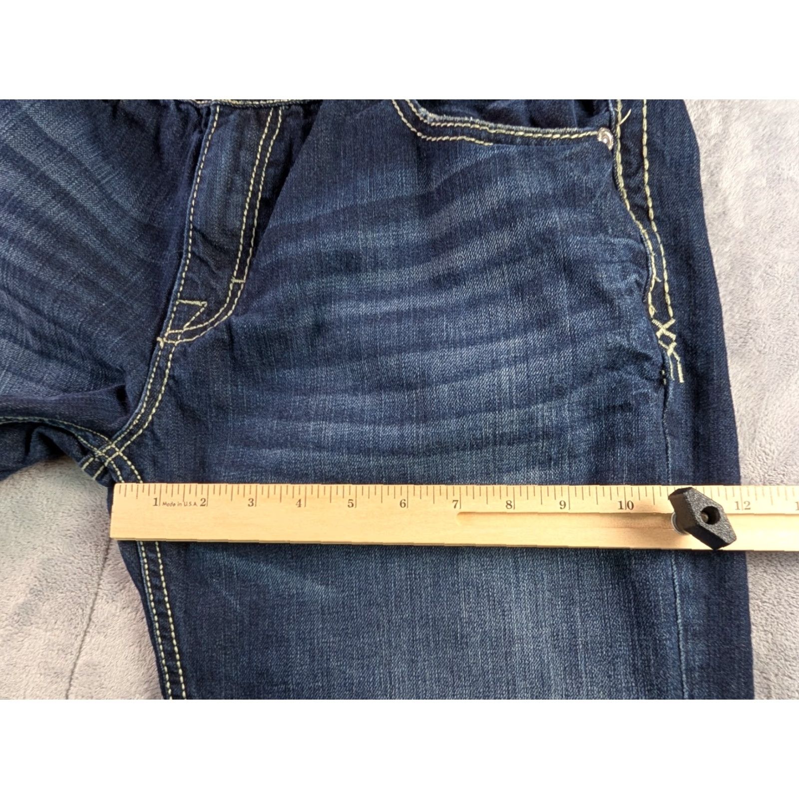 Vintage BKE Carter Jeans Men's 36L Cotton Blend Stretch Denim Straight Blue 5-Pocket Logo Buckle Bke Modern Fit Regular Jeans Mens Size US 36 / EU 52 - 7 Thumbnail