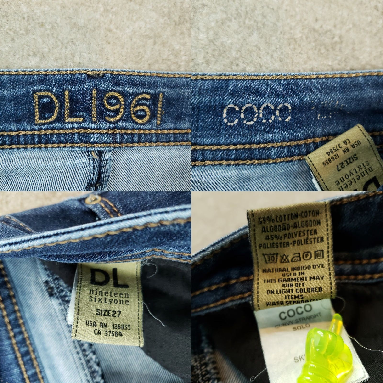 DL1961 Womens Curvy Jeans 27x29 Blue Straight Leg Casual Comfort Size 27" / US 4 / IT 40 - 8 Thumbnail