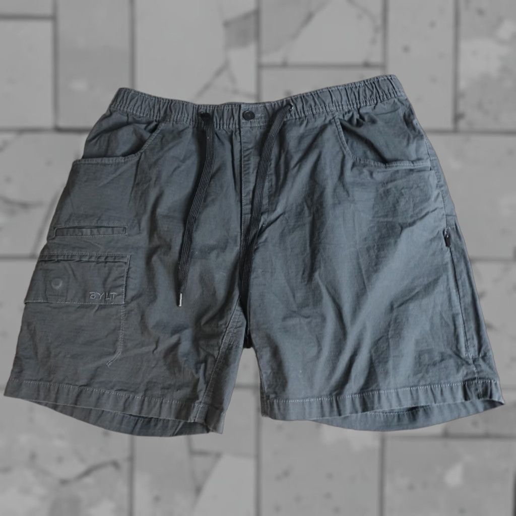 Vintage Bylt Shorts 2XL Gray Cargo Ripstop Drawstring 6.5" Inseam Cotton Blend Pocket Athletic Mens Size US 39 - 1 Thumbnail