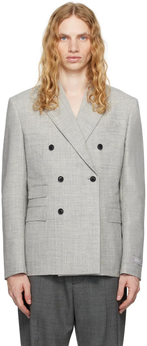 Versace AUTHENTIC VERSACE SUIT Gray Wool-Blend Double-Breasted Size 38R - 7 Thumbnail