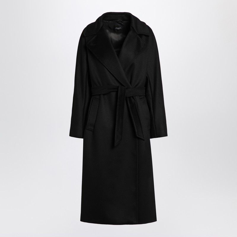 ジャケット Weekend Max Mara Black double-breasted coat with belt WEEKEND MAX MARA Black Double Breasted Belted Trench Coat