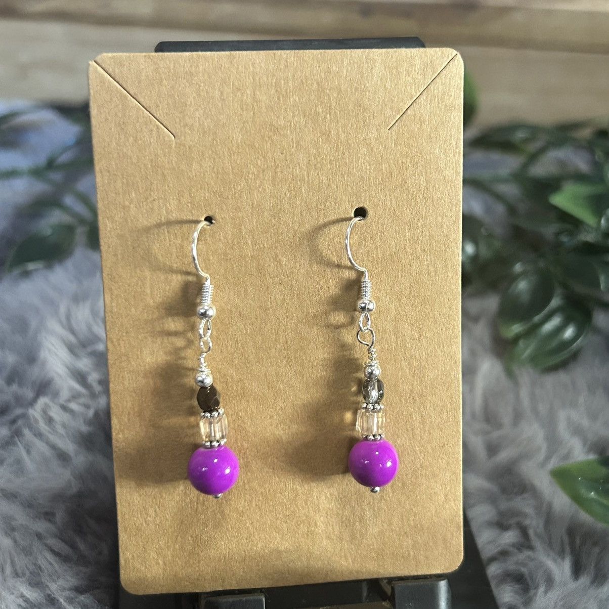 Handmade Handcrafted elegant art glass crystal dangle earrings Size ONE SIZE - 2 Thumbnail