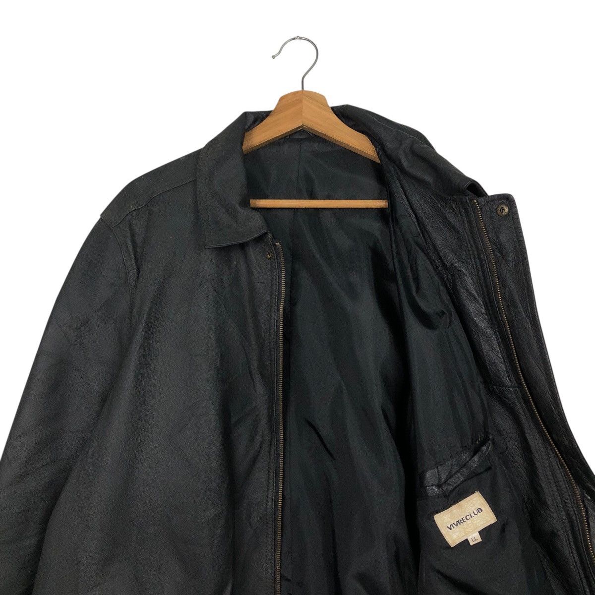 Japanese Brand 📌Rich Black Vintage Leather Jacket Vivreclub Issey Miyake Size US L / EU 52-54 / 3 - 13 Thumbnail