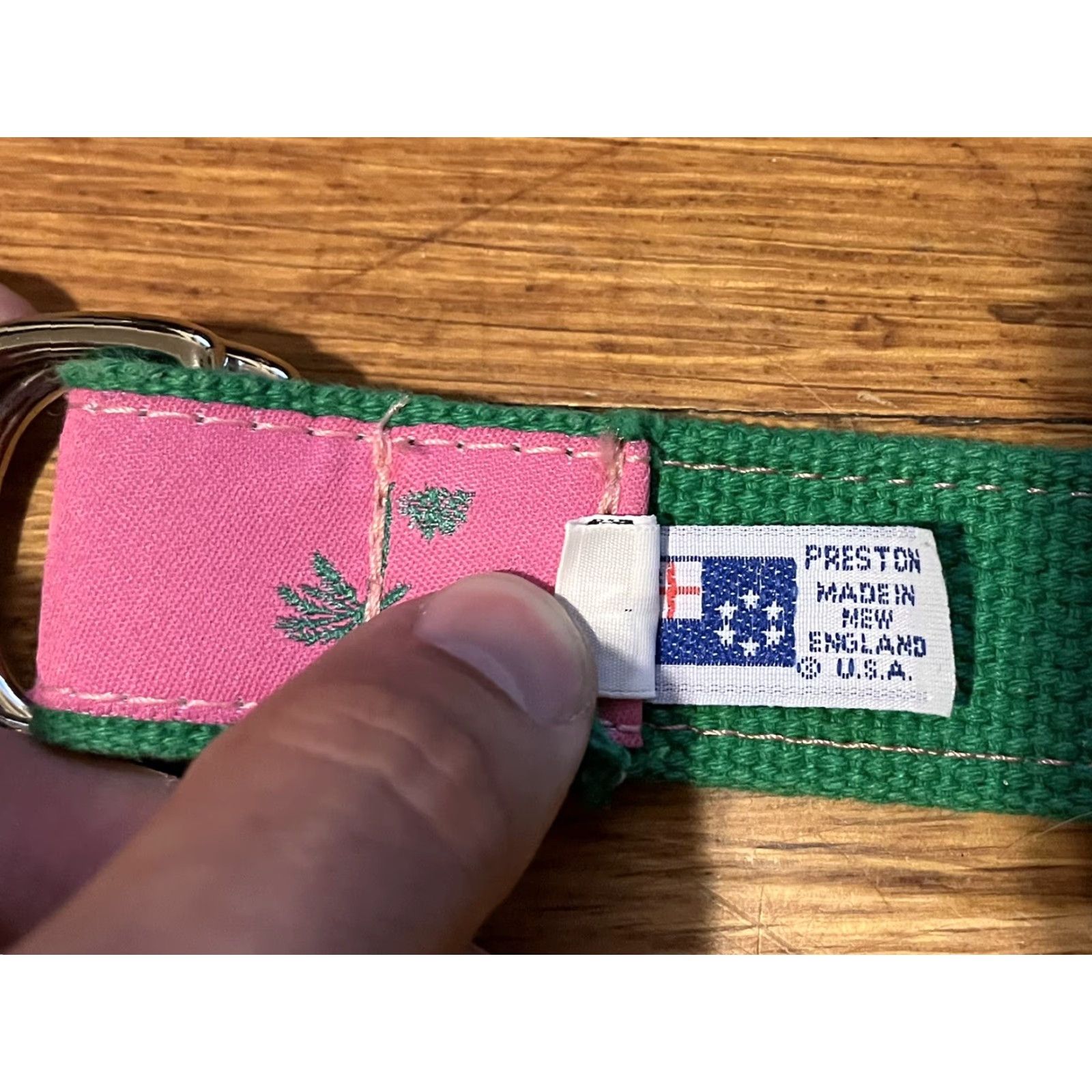 Vintage Preston Palm Tree Canvas Belt Women’s Medium Pink Green Geometric Aloha Beach Hawaiian Palm Size ONE SIZE - 6 Thumbnail