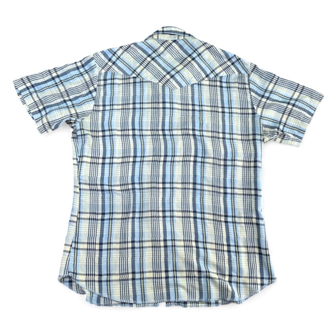 Wrangler VINTAGE Wrangler Western Shirt Adult LARGE Blue White Plaid Pearl Snap 90s Shirt Mens Size US L / EU 52-54 / 3 - 3 Thumbnail
