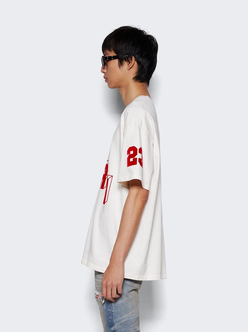 Amiri o1w1db11224 Flocked Hockey Skater T-Shirt in White Size US XXL / EU 58 / 5 - 4 Thumbnail