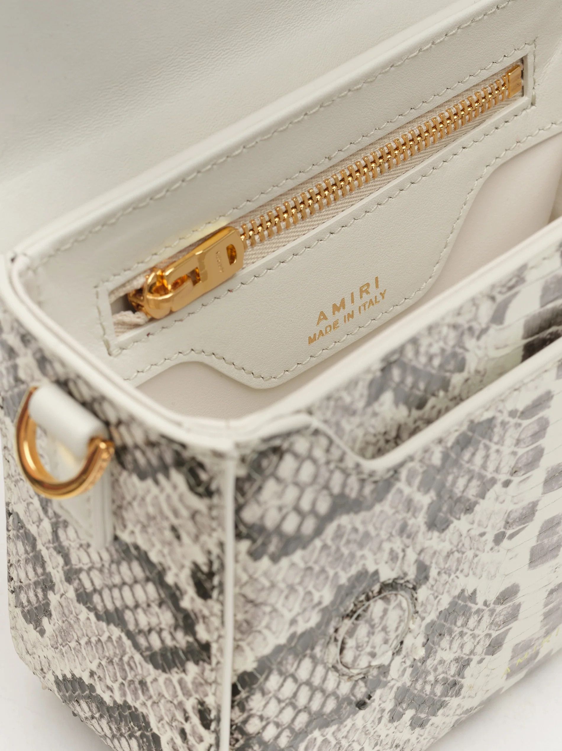 Amiri o1s1wg110525 Size: OS / Snake Micro Ma Bag in Cream/Black Size ONE SIZE - 6 Thumbnail